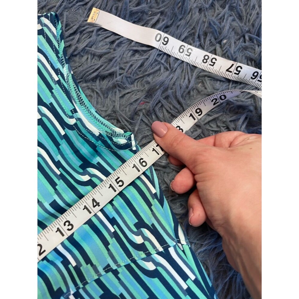 Title Nine Daring Diamalete Dress V Neck Athletic Green Blue Size S - Picture 4 of 6
